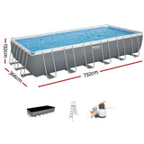 Bestway Swimming Pool 732x366x132cm Steel Frame Above Ground Pools Ladder 30045L - Front View