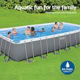 Bestway Swimming Pool 732x366x132cm Steel Frame Above Ground Pools Ladder 30045L - Top-Down View