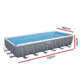 Bestway Swimming Pool 732x366x132cm Steel Frame Above Ground Pools Ladder 30045L - Front View
