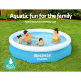 Bestway Swimming Pool 305x66cm Above Ground Round Inflatable Pools w/ Filter Pump 3200L - Top-Down View