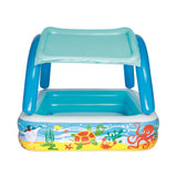 Bestway Kids Pool 140x140x114cm Inflatable Swimming w/ Canopy Play Pools 265L - Side View