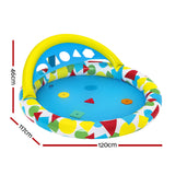 Bestway Kids Pool 120x117x46cm Inflatable Play Swimming Pools w/ Canopy 45L - Front View