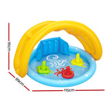 Bestway Kids Pool 115x89x76cm Inflatable Play Swimming Pools w/ Canopy 31L - Front View