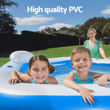 Bestway Kids Inflatable Pool Above Ground Pools Seat Cushions Cup Holder 213x206cm - Top-Down View