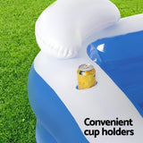 Bestway Kids Inflatable Pool Above Ground Pools Seat Cushions Cup Holder 213x206cm - Rear View