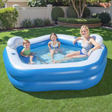 Bestway Kids Inflatable Pool Above Ground Pools Seat Cushions Cup Holder 213x206cm - Close-Up Angle