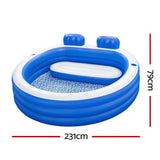 Bestway Kids Inflatable Pool Above Ground Pools Bench Seat Cup Holder 231x219cm - Front View
