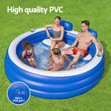 Bestway Kids Inflatable Pool Above Ground Pools Bench Seat Cup Holder 231x219cm - 45-Degree Angle