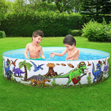 Bestway Kids Pool 183x38cm Round Above Ground Rigid Swimming Pools Dinosaur 946L - Rear View