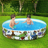 Bestway Kids Pool 183x38cm Round Above Ground Rigid Swimming Pools Dinosaur 946L - Low Angle