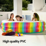 Bestway Kids Inflatable Round Pool Above Ground Cup Holder Rainbow 206x206x51cm - Top-Down View