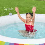 Bestway Kids Inflatable Round Pool Above Ground Cup Holder Rainbow 206x206x51cm - 45-Degree Angle