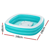 Bestway Inflatable Family Pool for Kids with Removable Center Console and Cup Holders - 218x218x48cm - Front View
