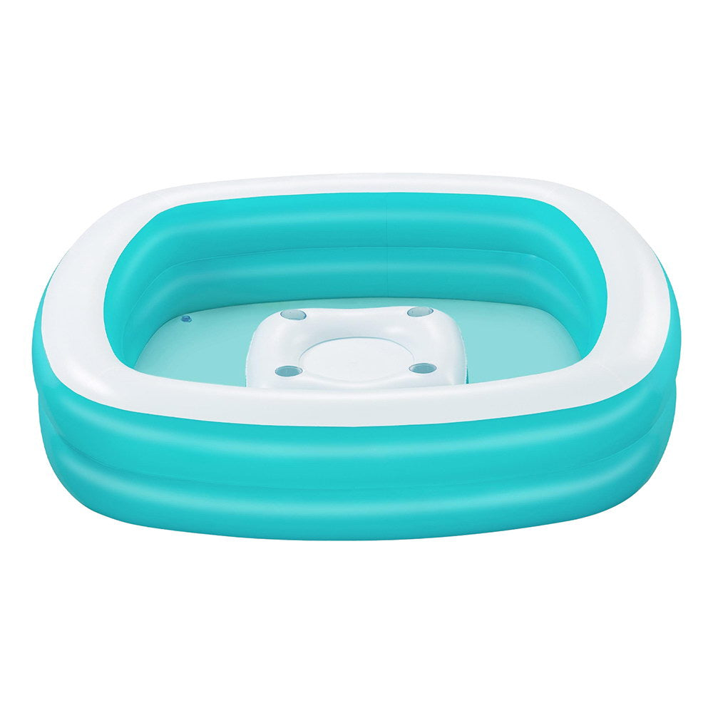 Bestway Inflatable Family Pool for Kids with Removable Center Console and Cup Holders - 218x218x48cm