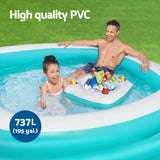 Bestway Inflatable Family Pool for Kids with Removable Center Console and Cup Holders - 218x218x48cm - Top-Down View