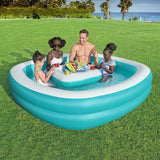Bestway Inflatable Family Pool for Kids with Removable Center Console and Cup Holders - 218x218x48cm