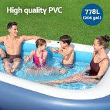 Bestway Kids Inflatable Pool Above Ground Splash Pool with Sunshade 254x178cm - 45-Degree Angle