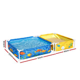 Bestway 2-in-1 Kids Pool and Sandpit Set 122cm/90cm Metal Frame Yellow Blue - Front View