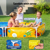 Bestway 2-in-1 Kids Pool and Sandpit Set 122cm/90cm Metal Frame Yellow Blue - 45-Degree Angle