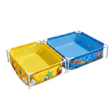 Bestway 2-in-1 Kids Pool and Sandpit Set 122cm/90cm Metal Frame Yellow Blue - Low Angle