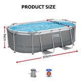 Bestway Swimming Pools 305cm x 200cm x 84cm Steel Above Ground Backyard Pool Set - Front View