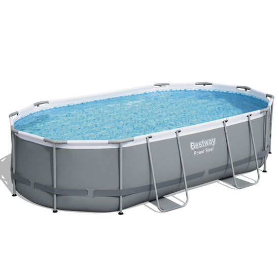 Bestway 488x305x107cm Swimming Pool Steel Frame Set w/ Pump Filter Ladder Cover