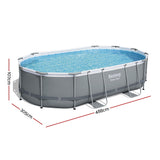 Bestway 488x305x107cm Swimming Pool Steel Frame Set w/ Pump Filter Ladder Cover - Front View