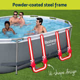 Bestway 488x305x107cm Swimming Pool Steel Frame Set w/ Pump Filter Ladder Cover - 45-Degree Angle