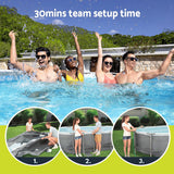 Bestway 488x305x107cm Swimming Pool Steel Frame Set w/ Pump Filter Ladder Cover - Rear View