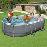 Bestway 488x305x107cm Swimming Pool Steel Frame Set w/ Pump Filter Ladder Cover - Close-Up Angle