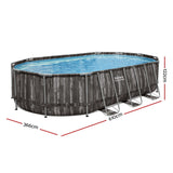 Bestway Swimming Pool Steel Frame Pool Set 6.1x3.66m w/ Filter Pump Ladder Cover - Front View