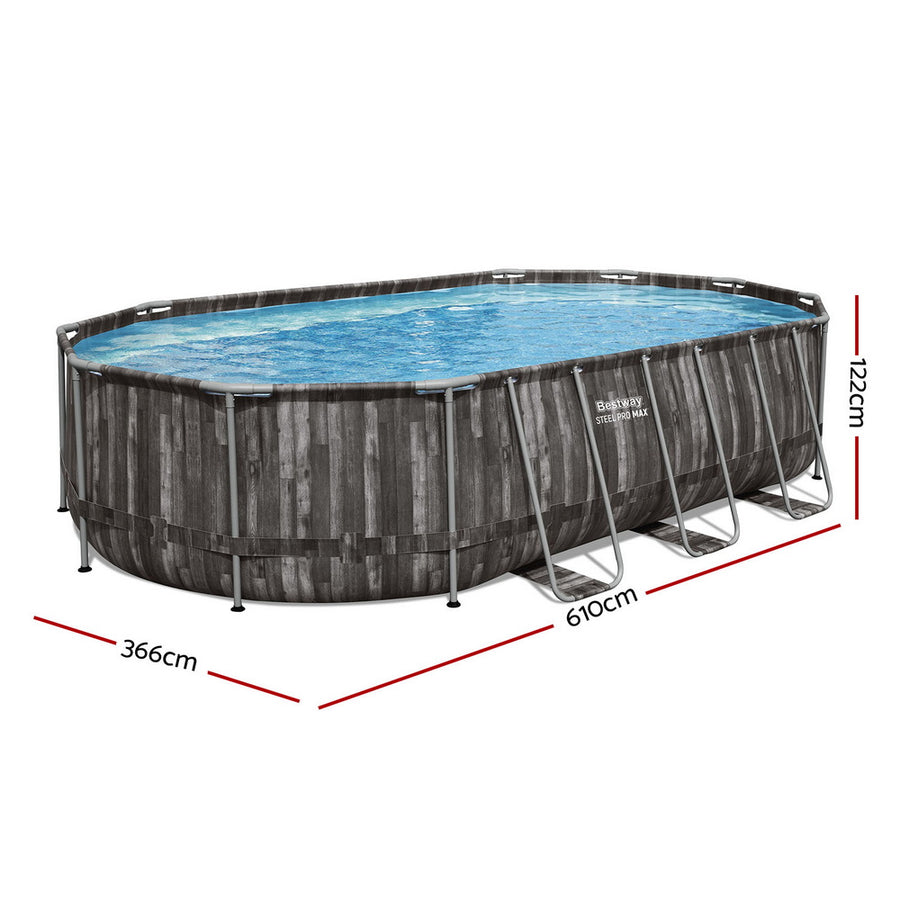 Bestway Swimming Pool Steel Frame Pool Set 6.1x3.66m w/ Filter Pump Ladder Cover, image 2