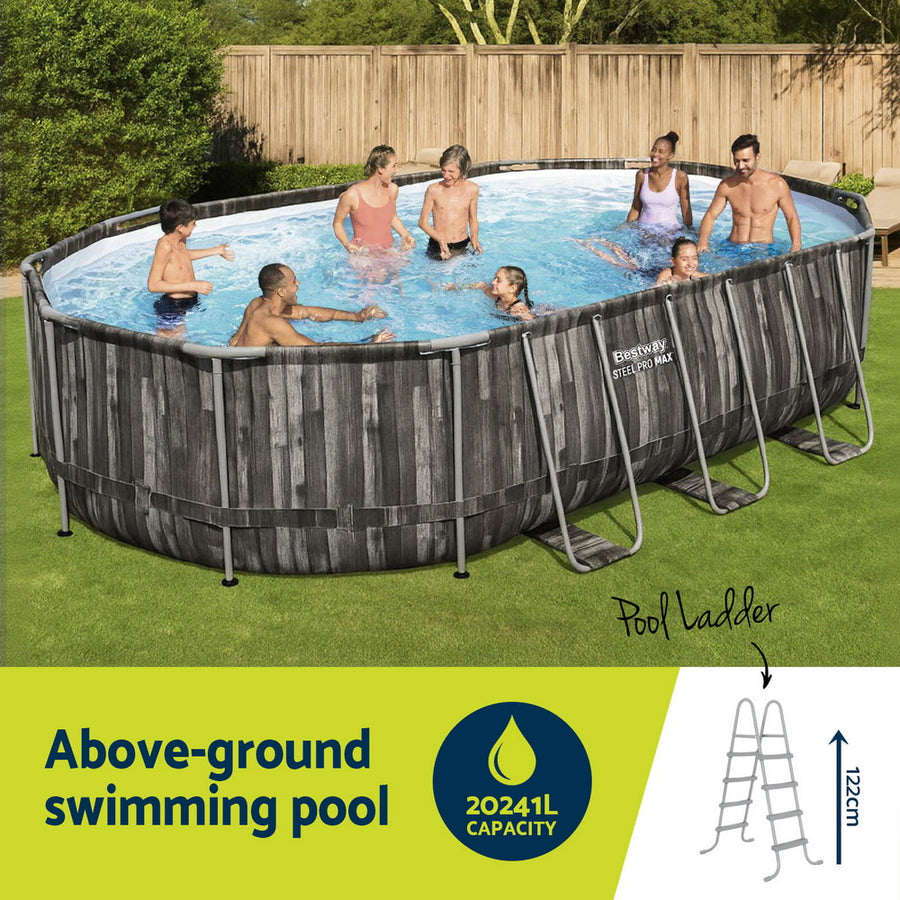 Bestway Swimming Pool Steel Frame Pool Set 6.1x3.66m w/ Filter Pump Ladder Cover, image 3