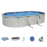 Bestway Swimming Pool 610 x 366cm Steel Frame Round Pool Set w/ Filter Ladder - Side View