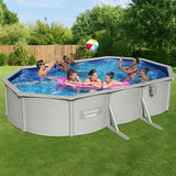 Bestway Swimming Pool 610 x 366cm Steel Frame Round Pool Set w/ Filter Ladder - Close-Up Angle
