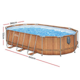 Bestway Swimming Pool Steel Frame Luxury Pool & SPA Massage Set 6.1x3.66x1.22m - Front View