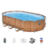 Bestway Swimming Pool Steel Frame Luxury Pool & SPA Massage Set 6.1x3.66x1.22m - Side View