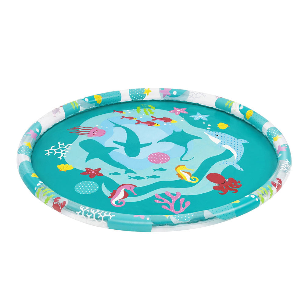Bestway Marine-Themed Inflatable Splash Pad Pool with Sprinkler for Kids - 165cm