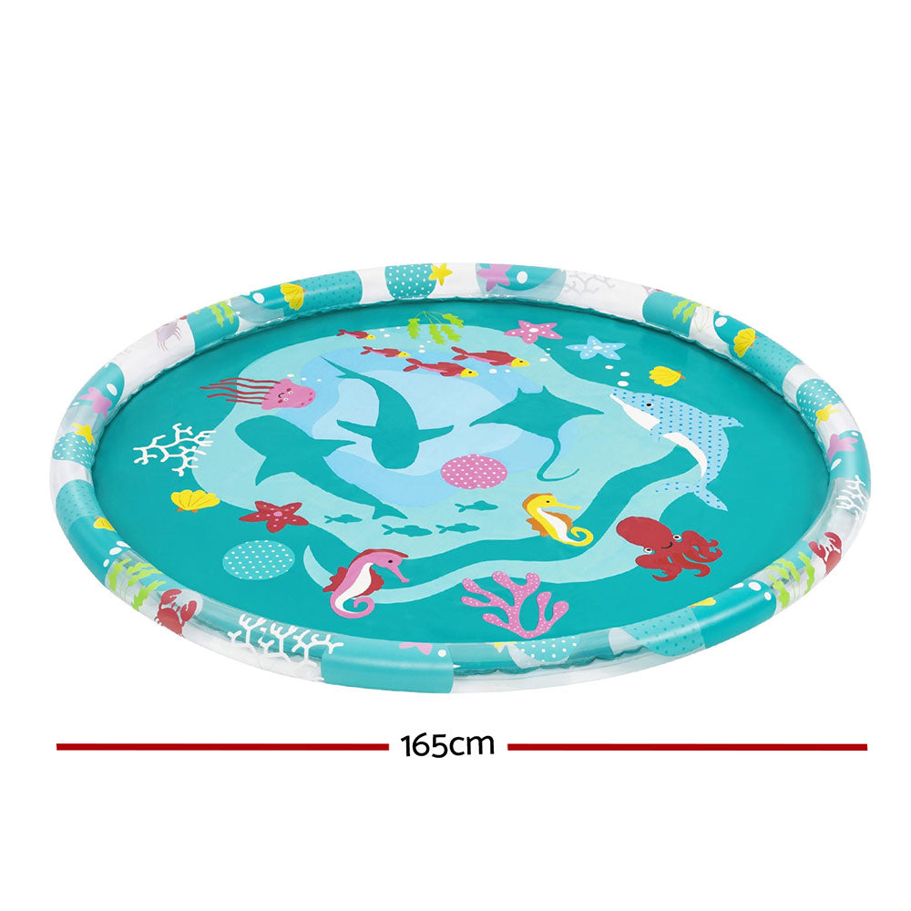 Bestway Marine-Themed Inflatable Splash Pad Pool with Sprinkler for Kids - 165cm