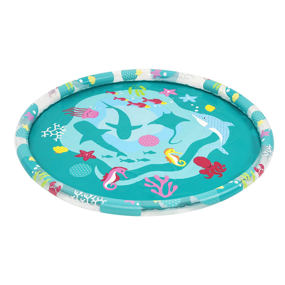 Bestway Marine-Themed Inflatable Splash Pad Pool with Sprinkler for Kids - 165cm