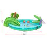 Bestway Kids Inflatable Splash Play Pool with Slide Ball Crocodile Fishing Net - Front View