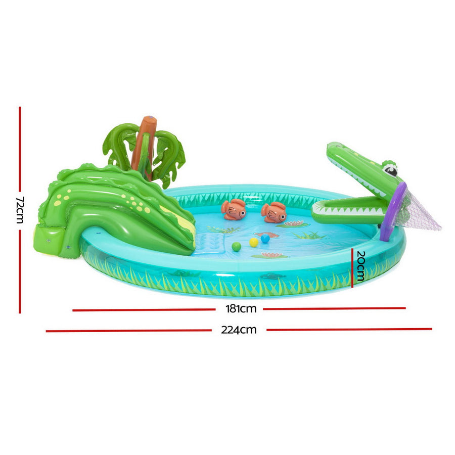 Bestway Kids Inflatable Splash Play Pool with Slide Ball Crocodile Fishing Net