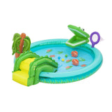 Bestway Kids Inflatable Splash Play Pool with Slide Ball Crocodile Fishing Net - Side View