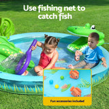 Bestway Kids Inflatable Splash Play Pool with Slide Ball Crocodile Fishing Net - Rear View