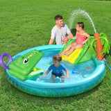Bestway Kids Inflatable Splash Play Pool with Slide Ball Crocodile Fishing Net - Close-Up Angle