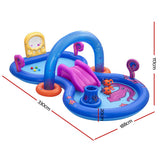 Bestway Kids Inflatable Play Splash Pool with Slide Ball Tossing Toys Coral Basket - Front View