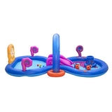Bestway Kids Inflatable Play Splash Pool with Slide Ball Tossing Toys Coral Basket - Side View