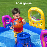 Bestway Kids Inflatable Play Splash Pool with Slide Ball Tossing Toys Coral Basket - 45-Degree Angle