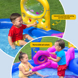 Bestway Kids Inflatable Play Splash Pool with Slide Ball Tossing Toys Coral Basket - Rear View