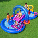 Bestway Kids Inflatable Play Splash Pool with Slide Ball Tossing Toys Coral Basket - Close-Up Angle